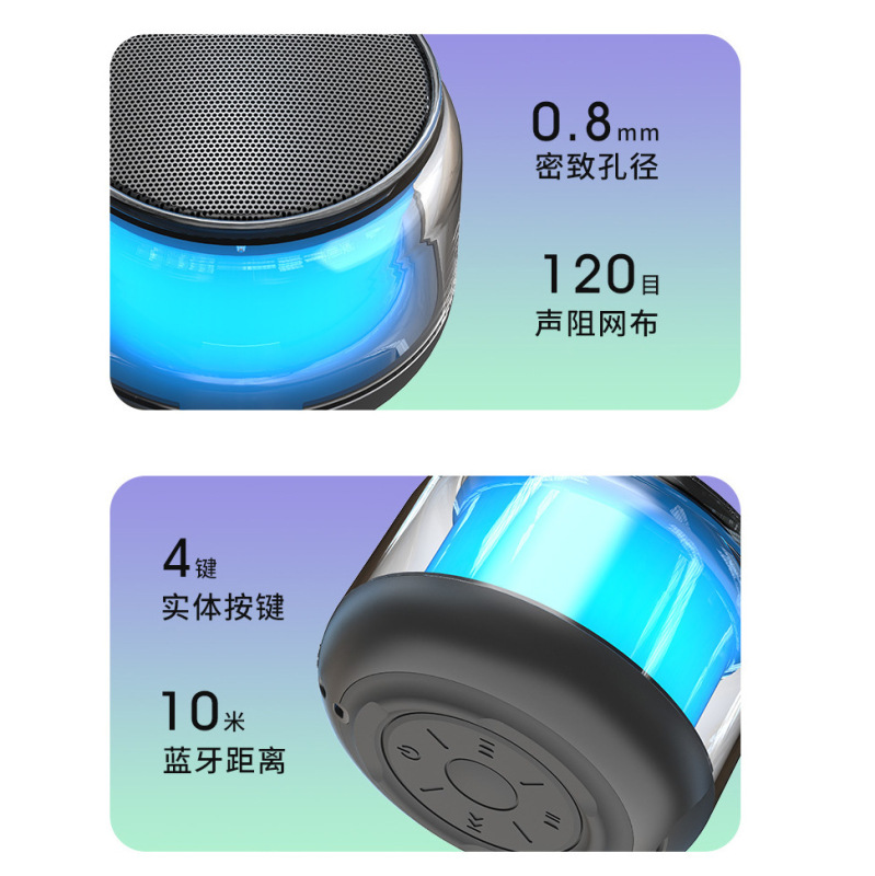 スマートミニサブウーファーbluetoothスピーカー屋外ポータブルs300オーディオデスクトップカラフルスチール大砲大音量tws|undefined