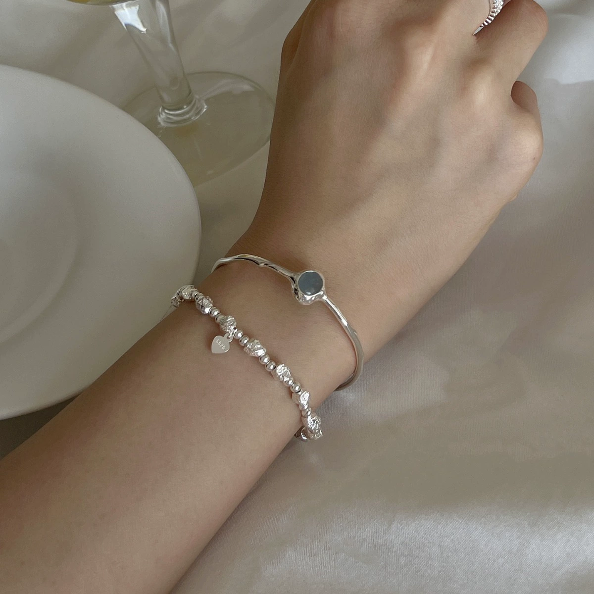 Женский браслет sapphire с цирконами, универсальный брендовый серебряный браслет, украшения, микрокристаллы, серебро 925 пробы