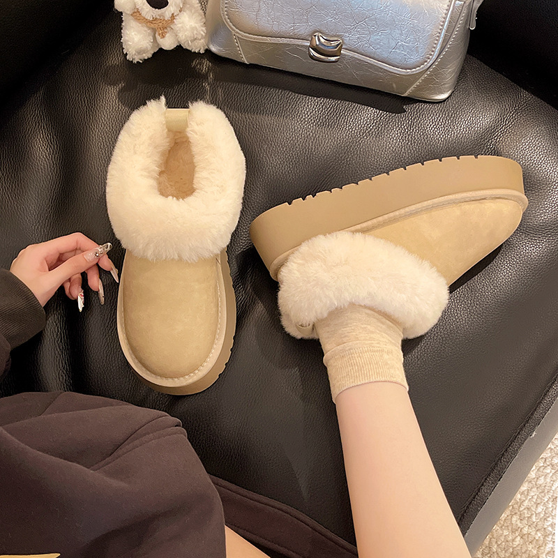 Women's Short, Thick-soled, Warm, Comfortable, Versatile Snow Boots, Winter New Model, With Added Fleece, Non-slip,_voghion.com