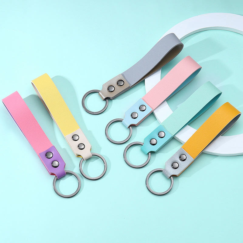 Casual Creative Pu Leather Keychain Doll Metal Pendant Couple Bag Pendant Small Gift Car Key Chain