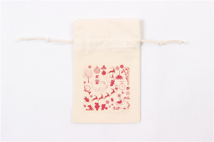 A245 logo printed canvas storage bag with drawstring closure, gift pocket, portable for Christmas packaging gifts undefined