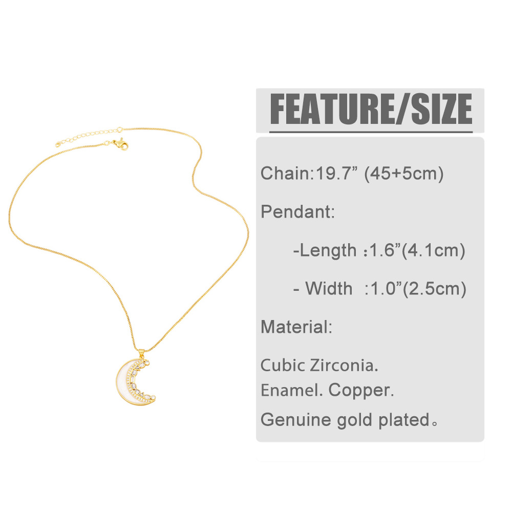 Fashion Moon Flower Copper Plating Inlay Pearl Zircon Pendant Necklace 1 Piece