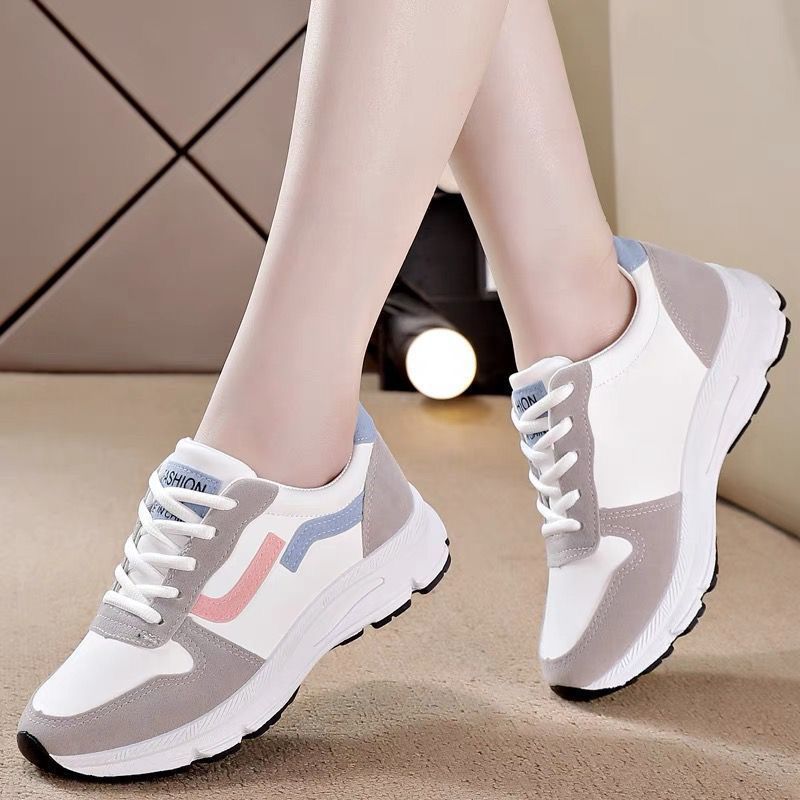 Sports Shoes for Women, New Spring & Fall Leather-Covered White Shoes for Female Students, Korean Style Versatile Flats Casual Shoes, Soft-Soled Running Shoes