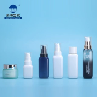 新潮塑胶日用品包材 旋盖式膏霜瓶按压式护肤瓶套装 厂家批量定制