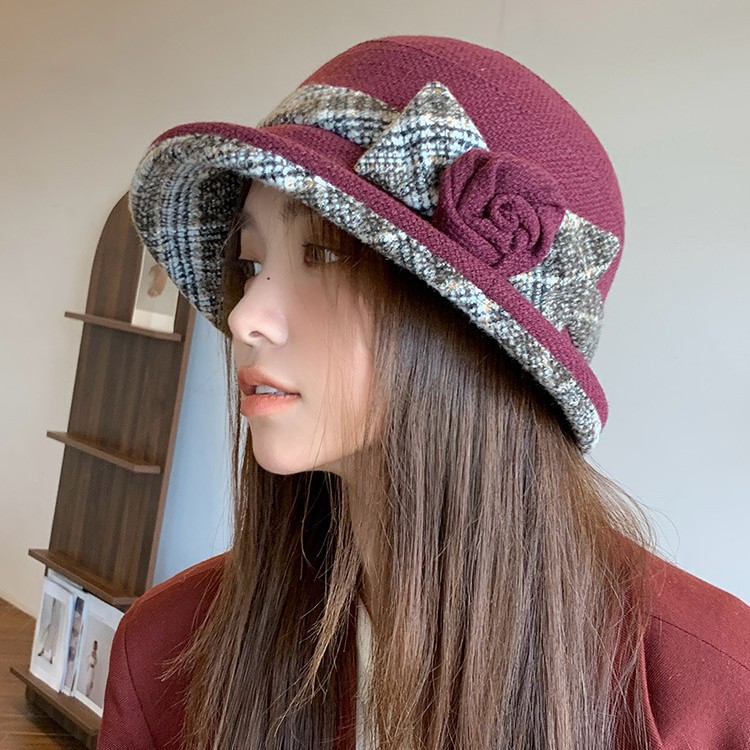 헵번 스타일 짧은 브림 패션 탑 모자 여성의 가을과 겨울 새로운 올 매치 우아한 어부 모자 패션 활 어머니 분지 모자