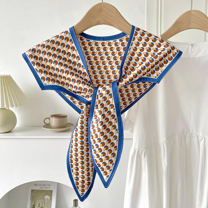 Chessboard Chal exterior de protección solar a cuadros de primavera y verano para mujer delgada Protección decorativa del cuello bufanda pequeña chaleco collar falso bufanda pequeña