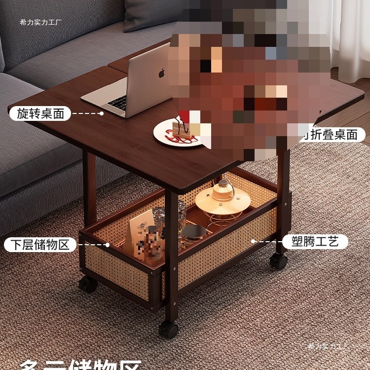 サイドテーブル、コーヒーテーブル、可動ソファサイドキャビネット、小型折りたたみカート、リビングルーム収納ラック、無垢材の中古小さなテーブル|undefined
