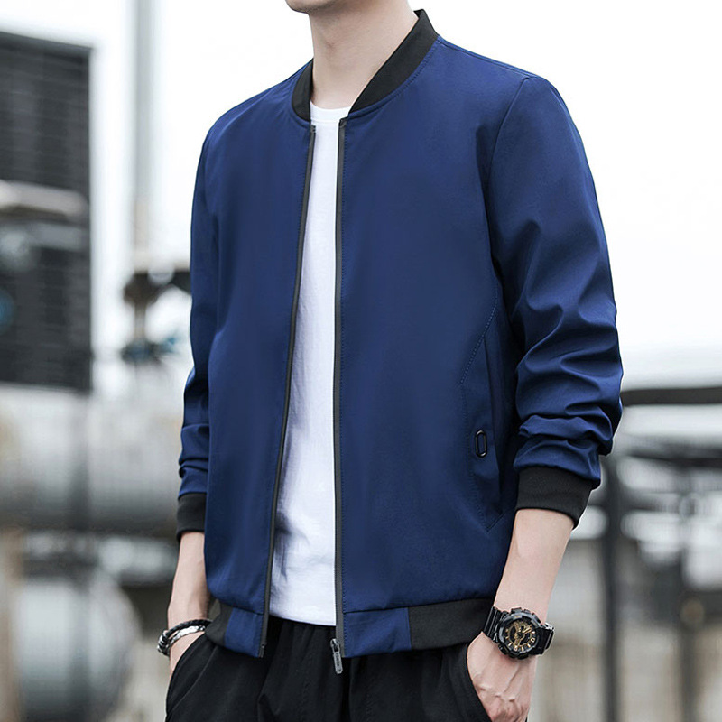 Nueva chaqueta de hombre para primavera y otoño, estilo otoñal de color sólido, chaqueta informal para papá, top versátil moderno y elegante. image 8
