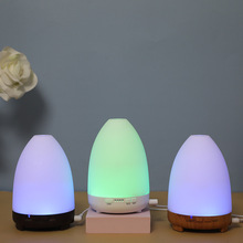 现货批发150毫升七彩子弹头木纹香薰机超声波夜灯静音雾化加湿器