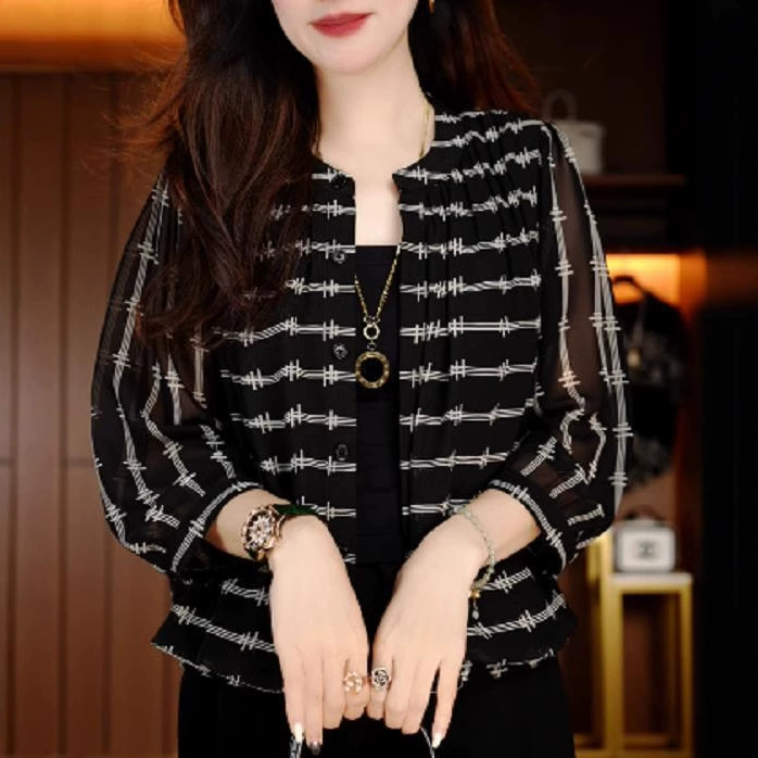 Весенне-летний новый стиль, свободная, тонкая, элегантная, легкая и роскошная, универсальная рубашка.