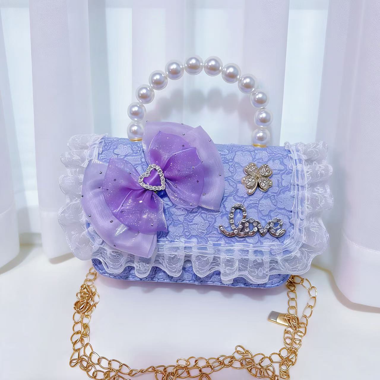 Nuevo tipo de bolso para niños, moda perla portátil, bolso de hombro de la princesa Aisha, estilo extranjero, bolso de hombro para niñas lindas