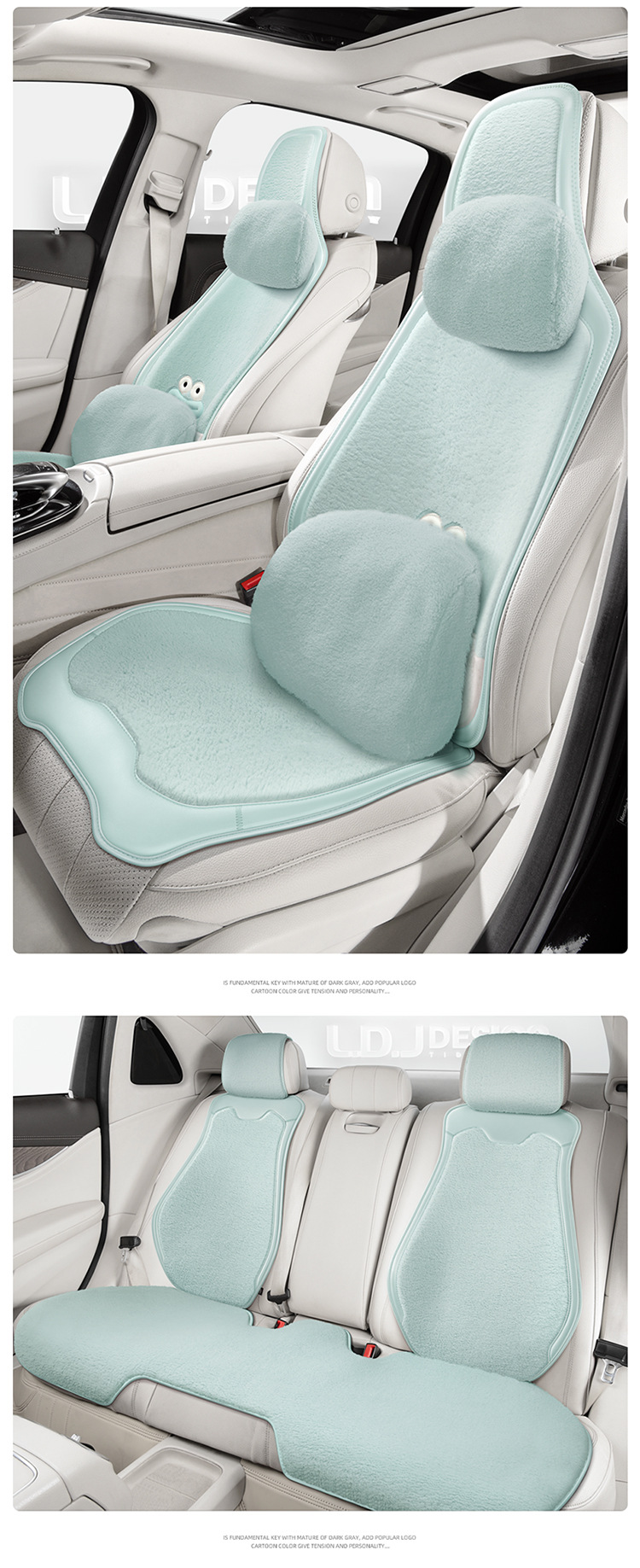 24 New Autumn and Winter Big-Mouthed Frog Lamb Velvet Split Universal Cartoon Five-Seater Plush Warm Car Seat Cushion