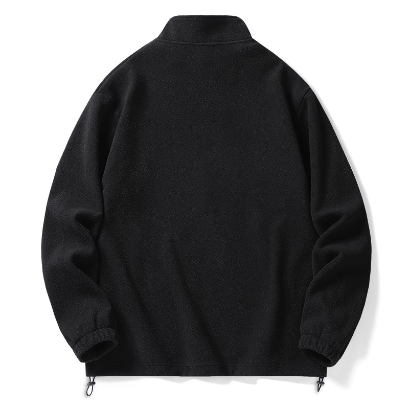 NASA Joint Sweater Men's Spring and Autumn Clothes Shake Grained Fleece Vertical Collar Solid Color Black Pullover Men's Jacket Coat Trend