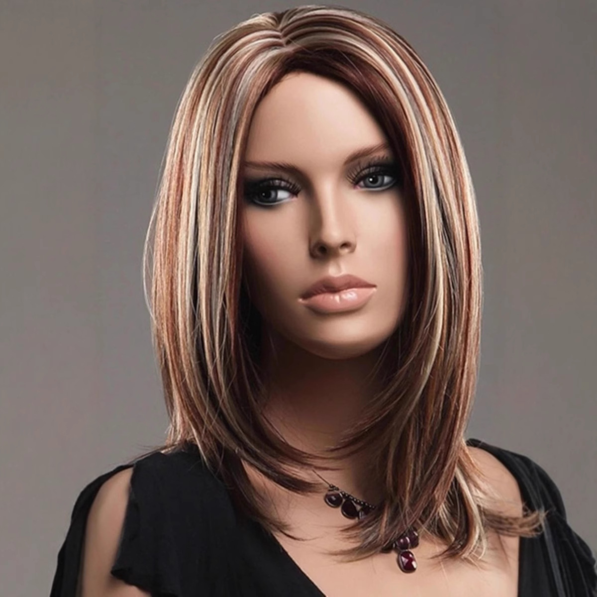 Wig Gradient Gold Manufacturer Wig Medium Split Bob Foreign Trade Short Straight Hair in Stock European and American Wig for Women