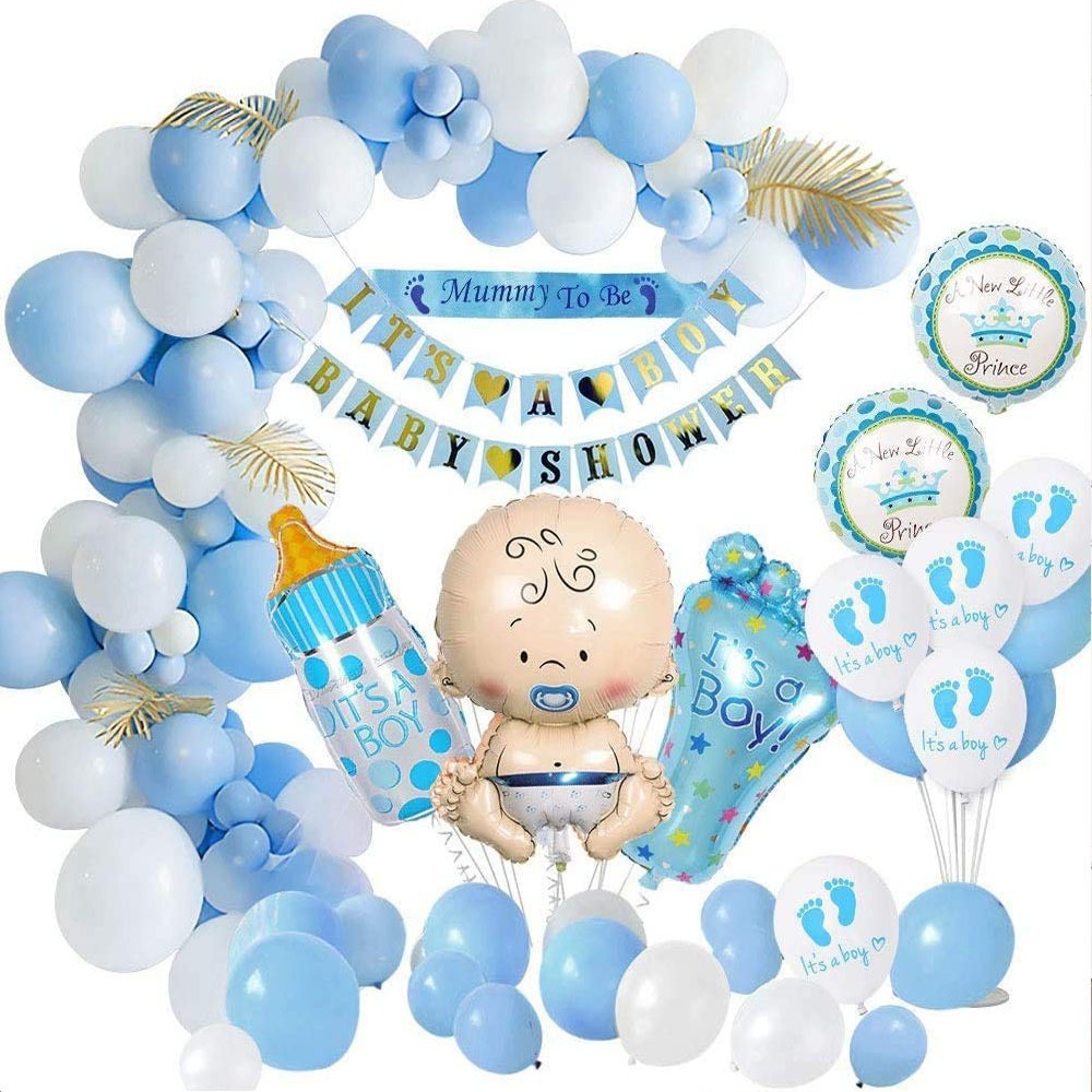 亚马逊热卖男孩女孩babyshower蓝粉婴儿迎婴洗礼节气球装饰套装
