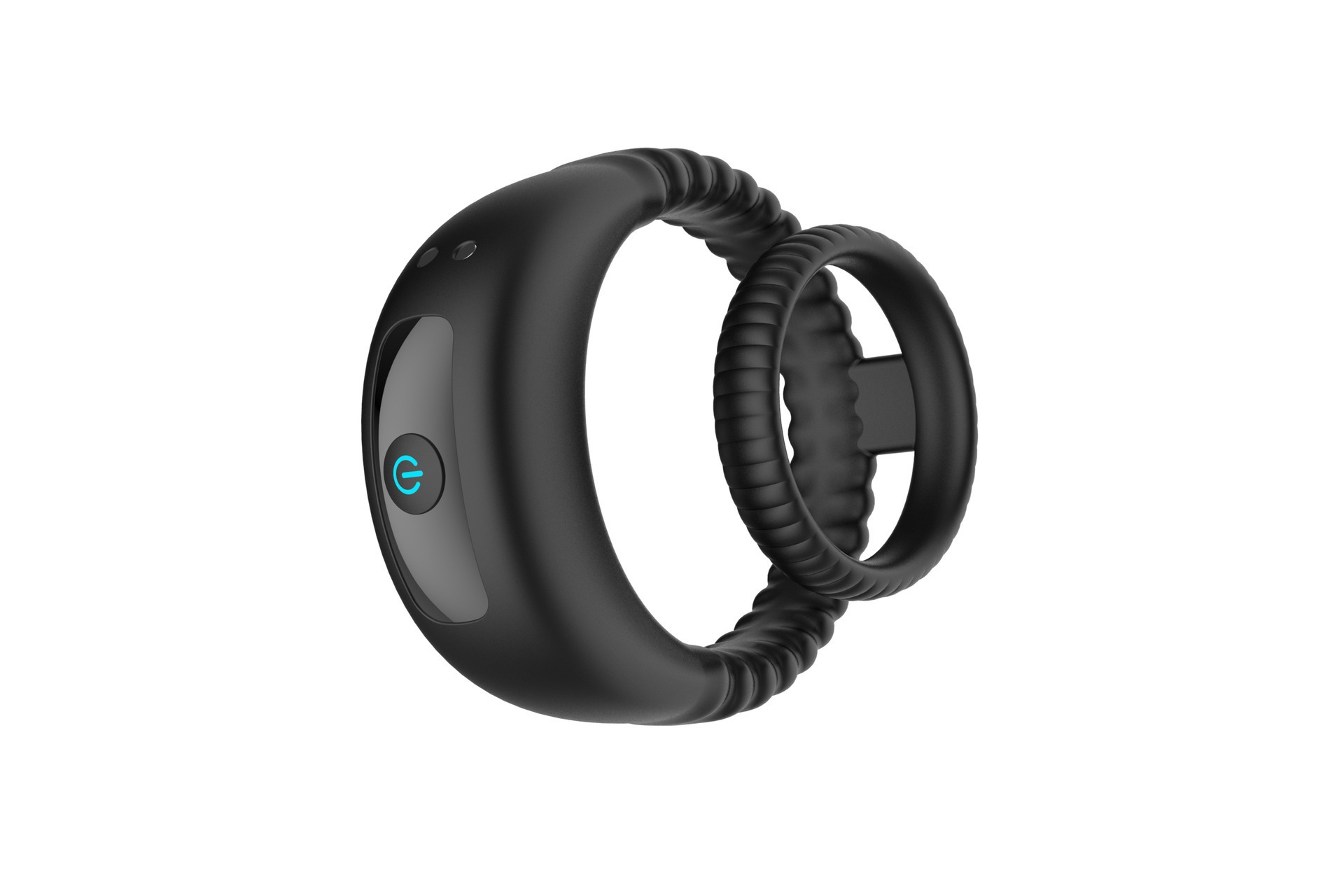 Dual-Vibration Rechargeable Silicone Cock Ring with Locking Double-Band Design — detail image 9