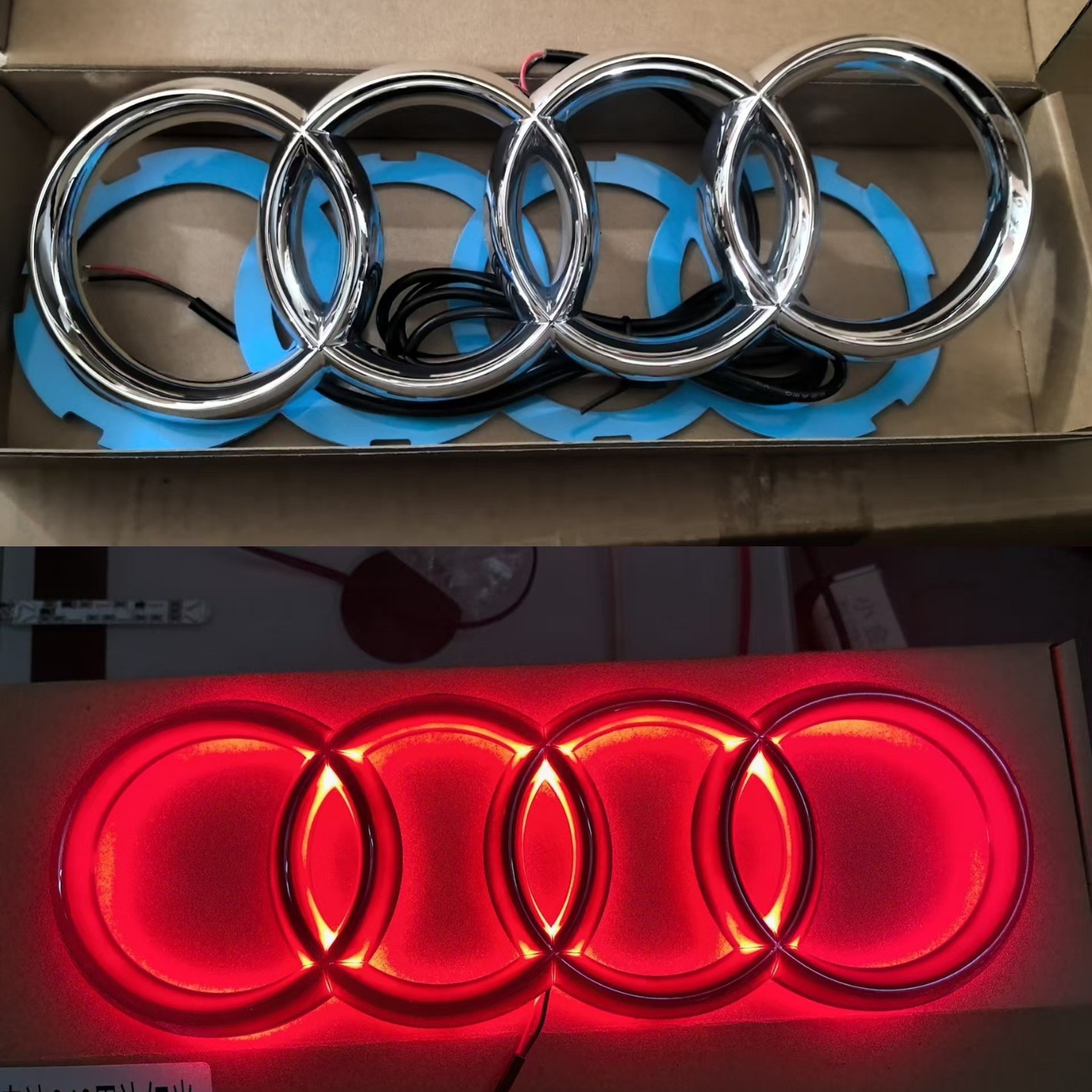 Suitable for Audi Four-Ring Logo Q3Q5La5A6A4L Center Logo Modified Led Luminous Front Logo Audi Front and Rear Car Logos
