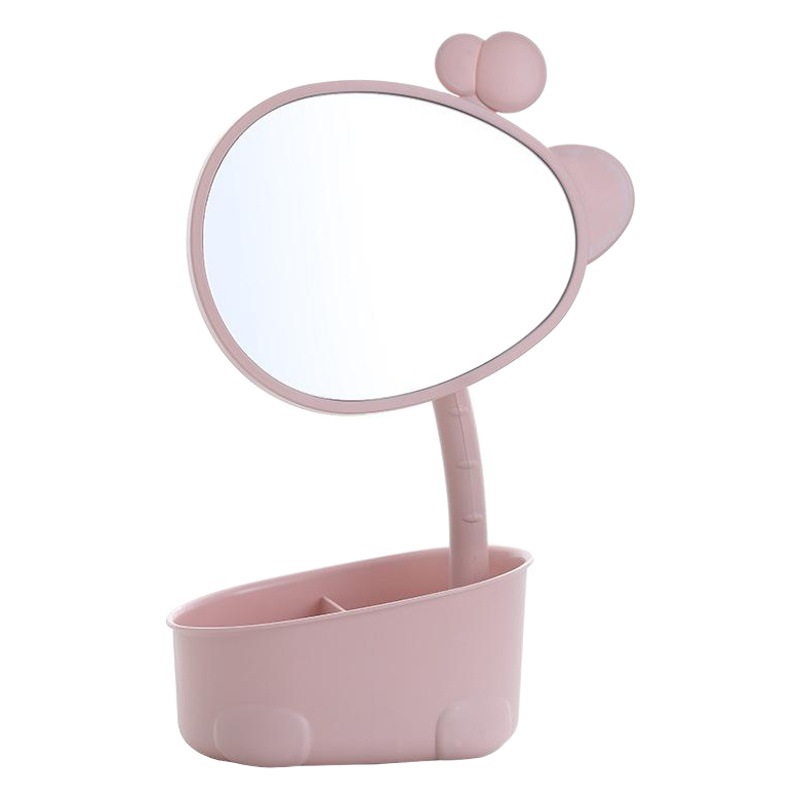Espejo giratorio con caja de almacenamiento dormitorio HD espejo escritorio jirafa almacenamiento espejo cosmético