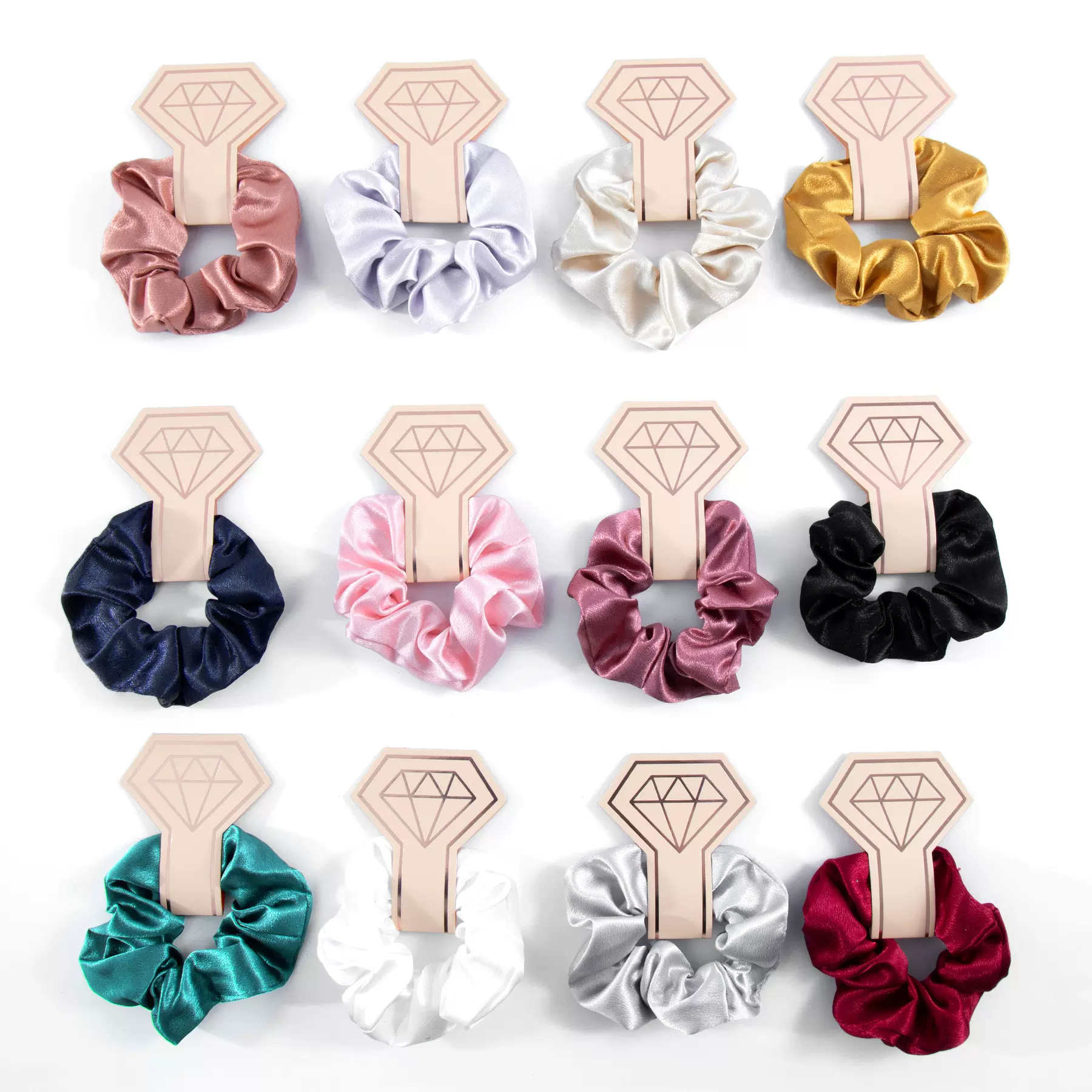 纯色带卡大肠发圈 跨境爆款水晶缎面发圈 复古猪大圈头绳皮筋发饰