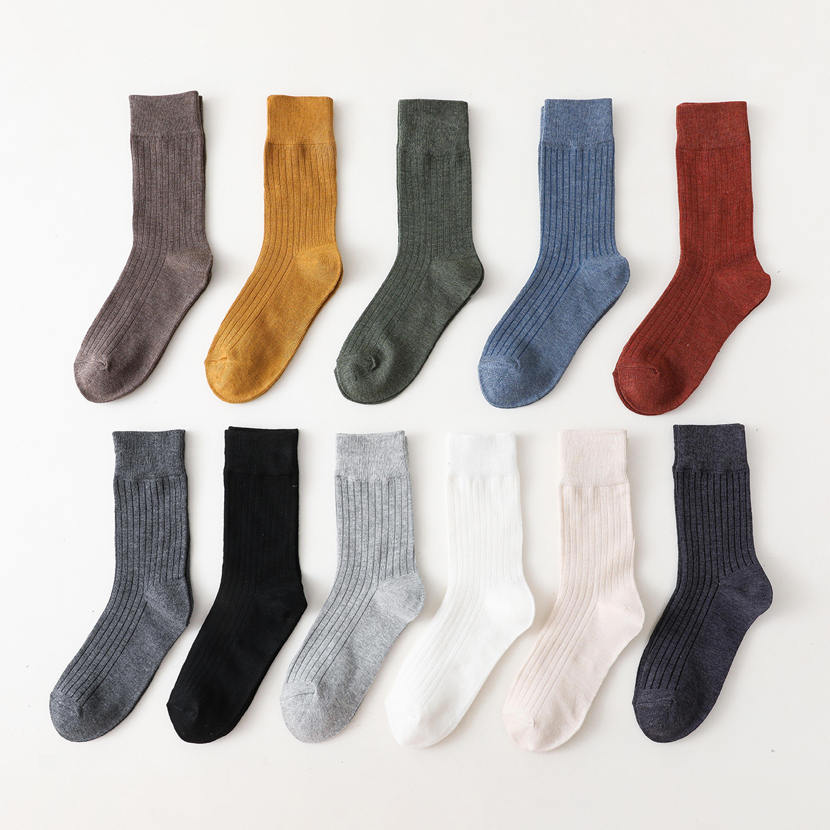 Female all-match solid color tube socks