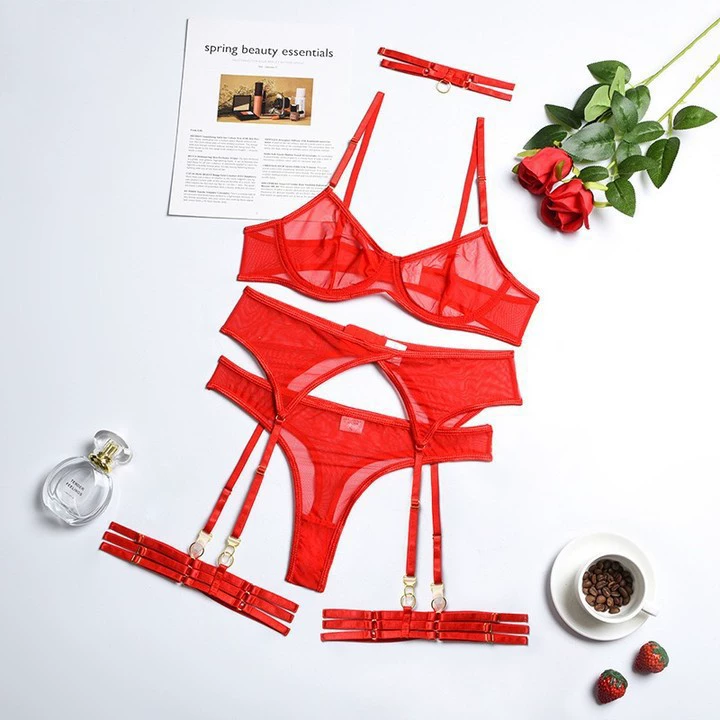 Сексуальное ультратонкое нижнее белье, комплект с кружевной поддержкой, eBay, комплект из 3 предметов