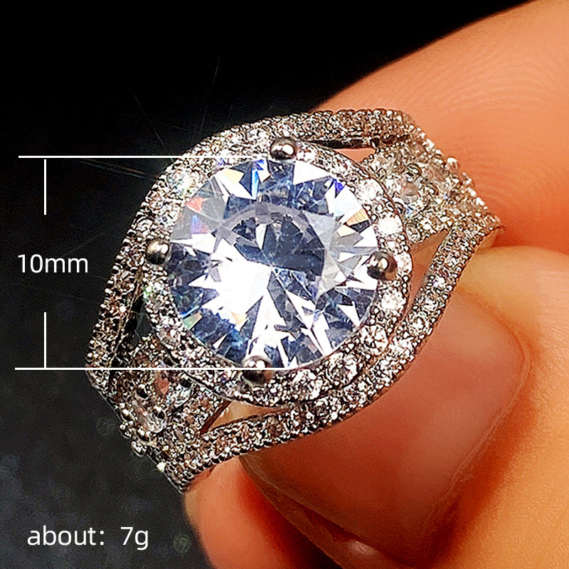 New Jewelry Exquisite Ladies Ring Fashion Inlaid Large Zircon Copper Ring display picture 1