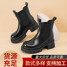 2025年秋冬新款百搭英伦风马丁靴批发跨境厚底粗跟马丁靴女ZM655