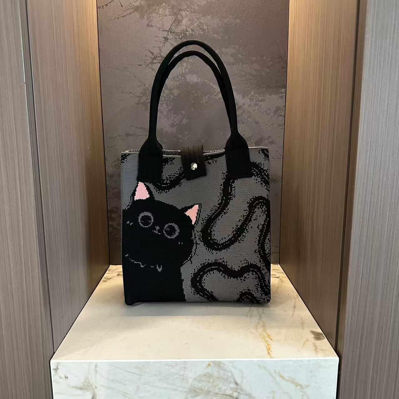 Catuones lindas bolsas de punto bolsas de almacenamiento de viaje pequeño portátil hombro único oblicuo bolsas de teléfono móvil bolsas de mano de mujer versátiles