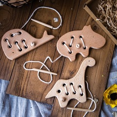 ケヤキの糸通し動物玩具子供の糸通し早教知育玩具糸通し認知脳玩具