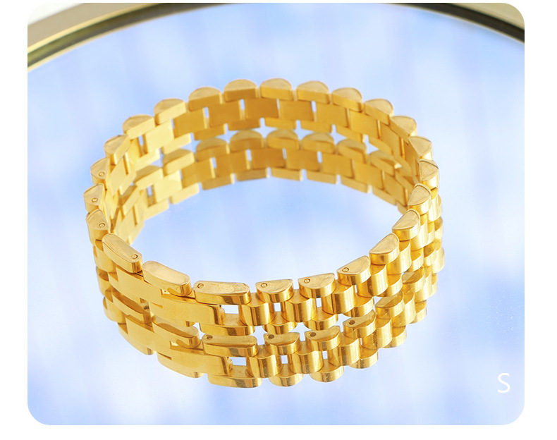 Titanium Steel IG Style Geometric Plating Rings Bracelets display picture 6
