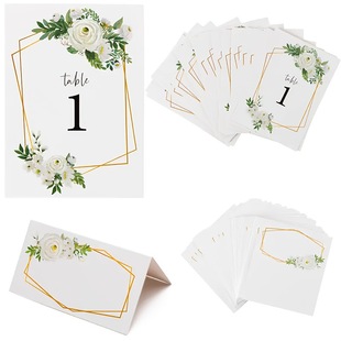 Temu hot geometric flower table card digital card 1-25 double-sided seat card 4*6inch handwritten reserved card