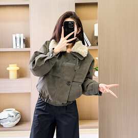复古休闲风设计感毛领工装棉服外套女2026冬新款时尚通勤保暖棉袄