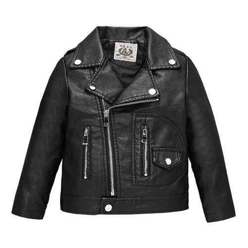 Children's Clothing Girls Boys Leather Motorcycle Jackets 2024 Spring and Autumn New Korean Style Small and Medium-sized Children's Baby Jackets Trendy