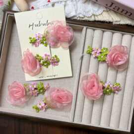 呼噜噜~新款春季纱纱花朵儿童甜美田园风边夹BB夹刘海夹