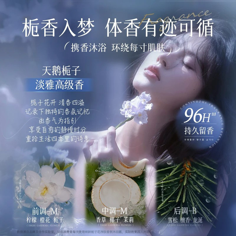倾龄栀子花净肤香氛沐浴露持久留香海盐烟酰胺留香清爽保湿大容量|undefined