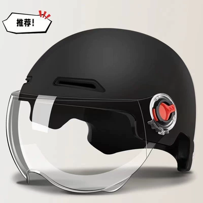 3C certified electric car motorcycle helmet men and women summer riding electric battery women's four seasons universal safety helmet (Motosiklet kaskı (dəbilqə)) - 3c-certified-black-transparent-short-mirror