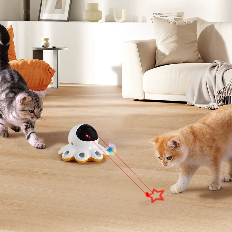 Новая горячая распродажа умная кошка автоматическое вращающееся лазерное перо игрушка осьминога в форме забавного кота