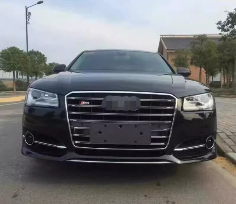 Applicable to 15-17 Audi A8LS8 front lip front bumper guard silver trim black chin front deflector