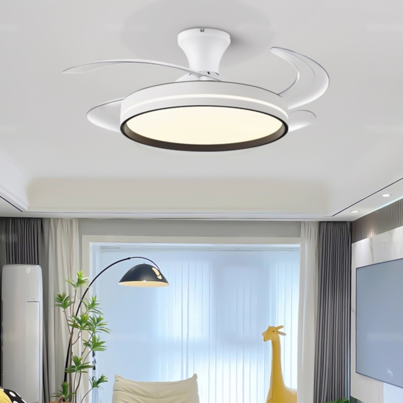 Lámpara de ventilador invisible simple moderna, lámpara de ventilador de techo simple, lámpara de ventilador de techo simple, sala de estar, comedor, lámpara de ventilador invisible