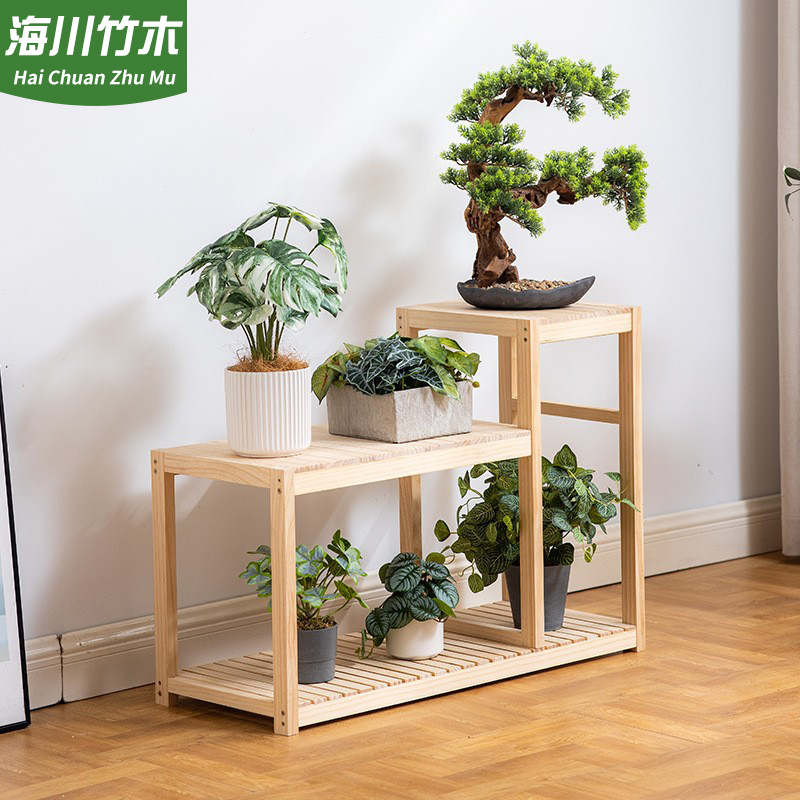 Soporte de flores tanque de peces base integrada combinación de madera maciza hogar multi-capa estante para sala de estar de almacenamiento simple image 2