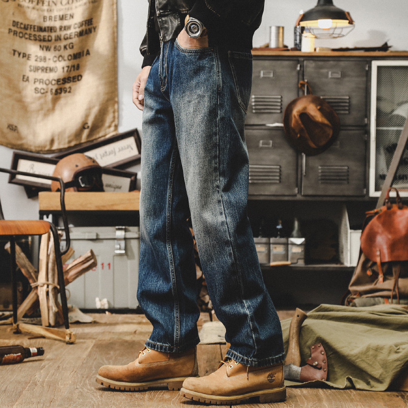 American Style Classic Retro Jeans Men's Straight Autumn Loose Fashion Brand Nano Washed All-match Casual Pants for Men