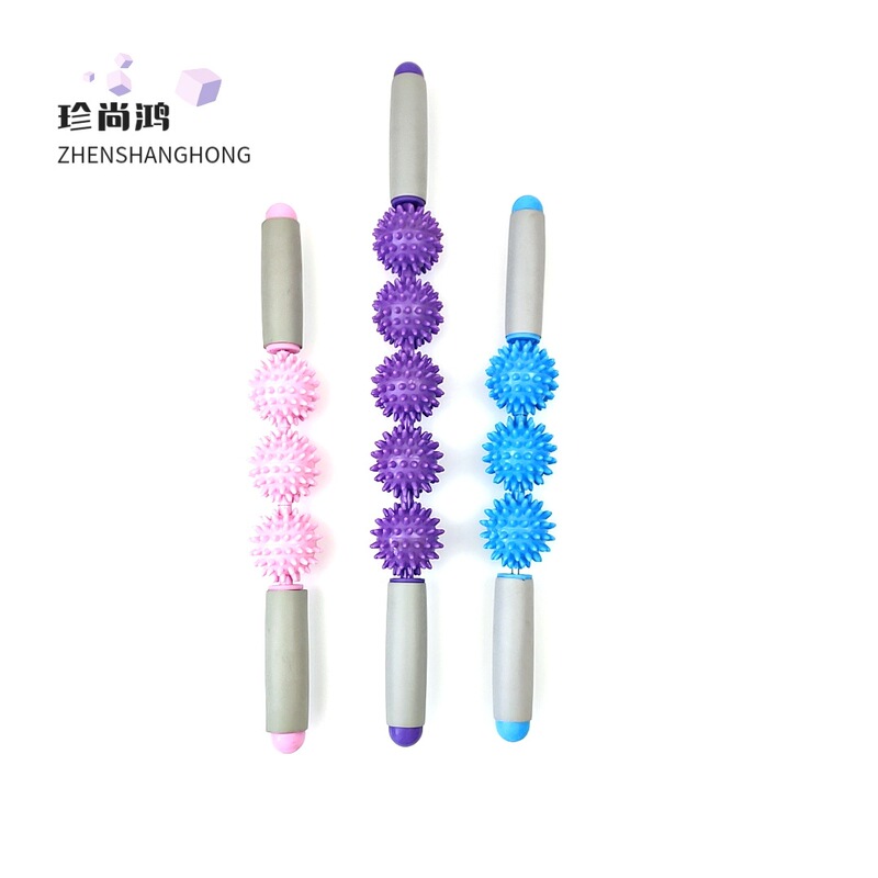 Thorn ball massage stick Thorn ball roller hand-held fascia stick muscle relaxation yoga stick three balls five balls skinny leg roller