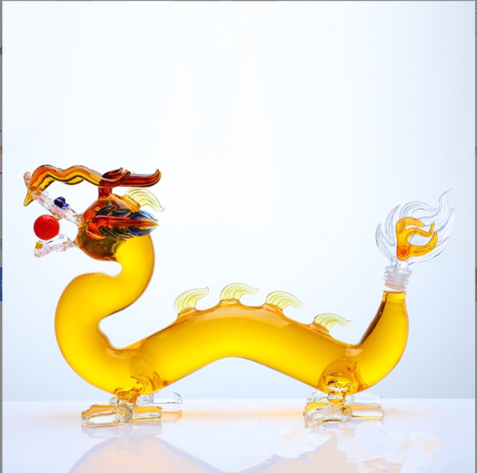 空心彩龙泡酒瓶龙形髙硼硅玻璃酒瓶生肖龙瓶动物造型生肖龙元素