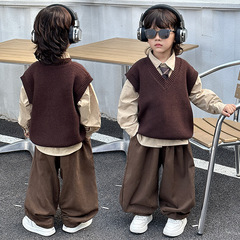 男児スーツ秋2024新型洋気子供服馬甲三点セットクール男子秋服ファッション服