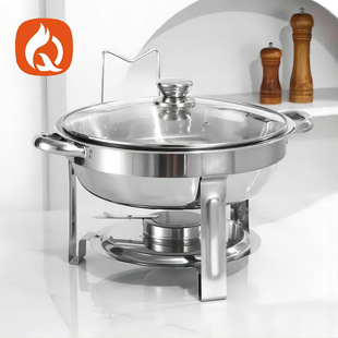 Stainless Steel Round Alcohol Stove Hanging Stove Insulation Heating Container Buffet Stove Cross-Border Supply Chafing Dish