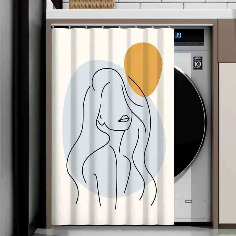 滚筒阳台洗衣机防晒帘烘干机柜罩布免打孔防水全遮光遮挡滑轨拉帘