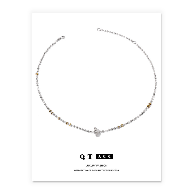 Retención de alto color Chapado en vacío de oro blanco ins vintage Net estilo rojo oro y plata collar de circón de dos colores collar de estilo nacional