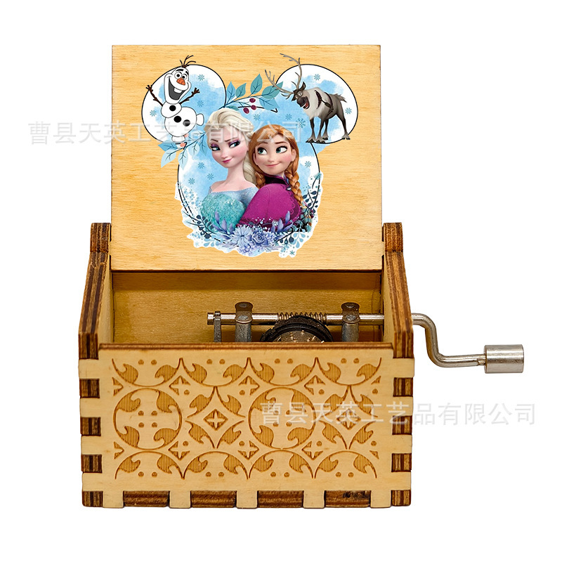 木製オルゴールの置物クラシック彫刻の美しい彩色絵手揺れ愛莎プリンセスオルゴールアナと雪の女王卸売り|undefined