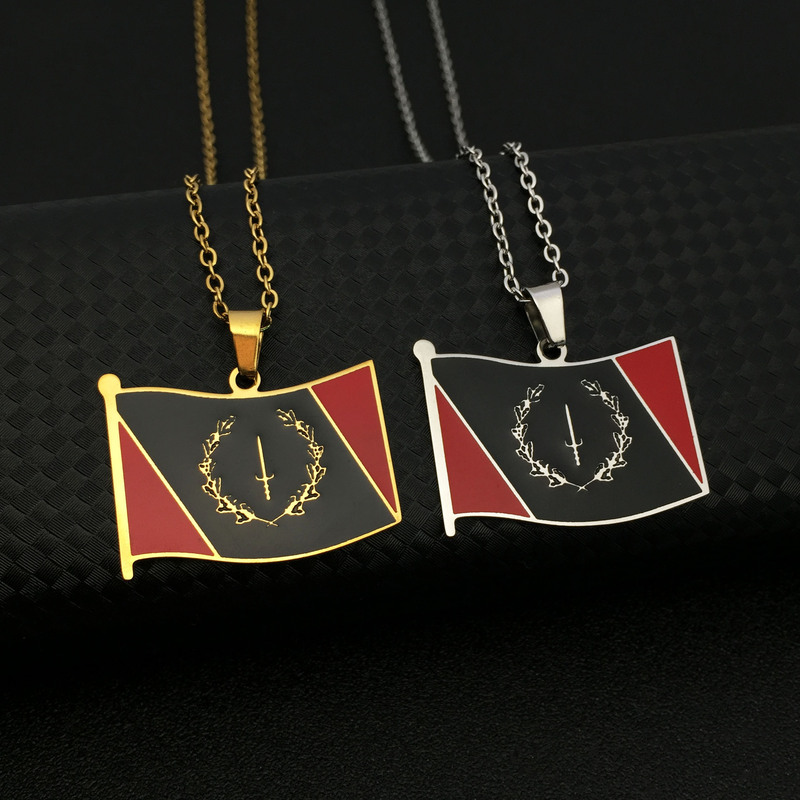 African American Stainless Steel Necklace Stainless Steel Jewelry Cross-Border Hot Selling African American Flag