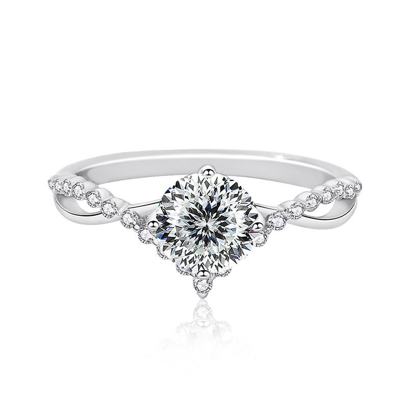 Anillo de diamante de plata esterlina S925 para mujeres, anillo de diamante de coronación de amor, anillo de diamante de plata esterlina para mujeres, propuesta de compromiso, anillo de boda
